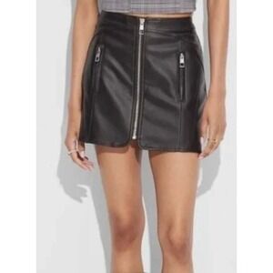 Wild Fable Faux Leather Moto Zipper Mini Skirt Black Size M New